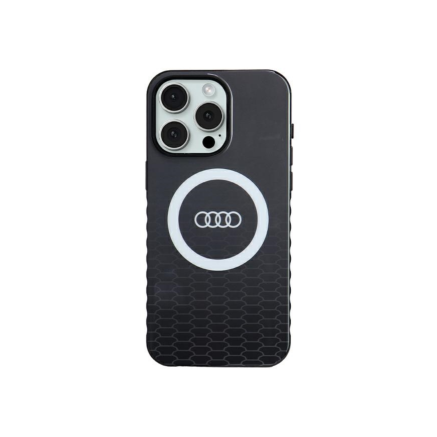 Dėklas Audi IML Big Logo MagSafe Case iPhone 15 Pro Max 6.7" juoda/juodas hardcase AU-IMLMIP15PM-Q5/D2-BK