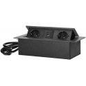 Orno Furniture socket recessed into the table top with a flat milled edge, USB charger and 1.5 m cable, 2x2P+Z (Schuko), 2xUSB ( Orno Furniture socket recessed into the table top with a flat milled edge, USB charger and 1.5 m cable, 2x2P+Z (Schuko), 2xUSB (