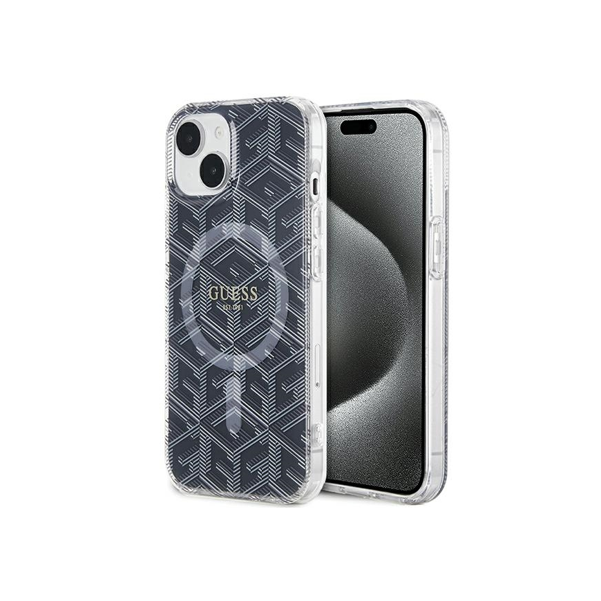 Case Original faceplate case GUESS GUHMP15SHGCUSTGK for iPhone 15 (Compatible with Magsafe / IML GCUBE / black)