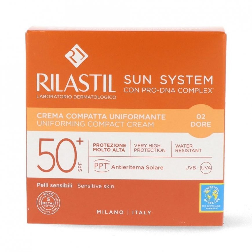 kreminis makiažo pagrindas su apsauga nuo saulės Rilastil Sun System Uniform Compact Kreminis Spf50+ atspalvis 02 Dore 10g – 4