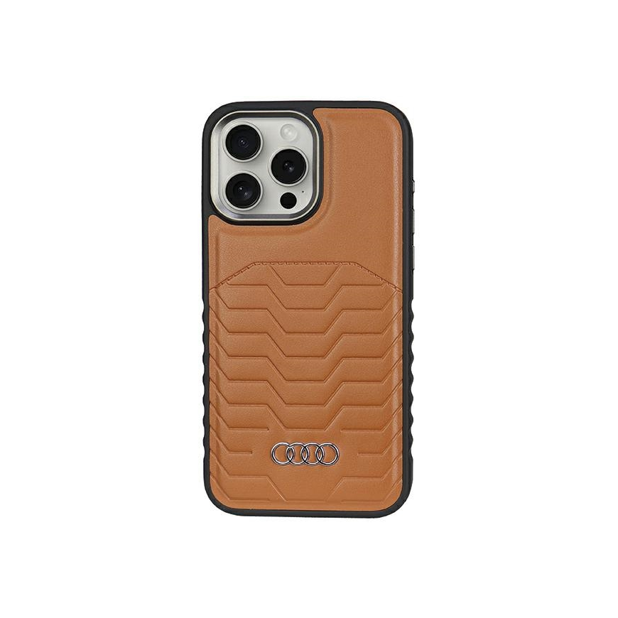 Dėklas Audi Synthetic Leather MagSafe iPhone 14 Pro Max 6.7" brazowy/ruda hardcase AU-TPUPCMIP14PM-GT/D3-BN – 2