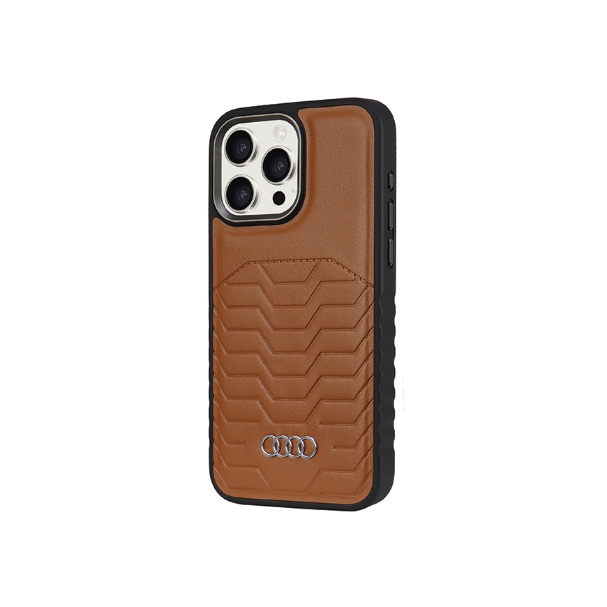Dėklas Audi Synthetic Leather MagSafe iPhone 14 Pro Max 6.7" brazowy/ruda hardcase AU-TPUPCMIP14PM-GT/D3-BN – 3
