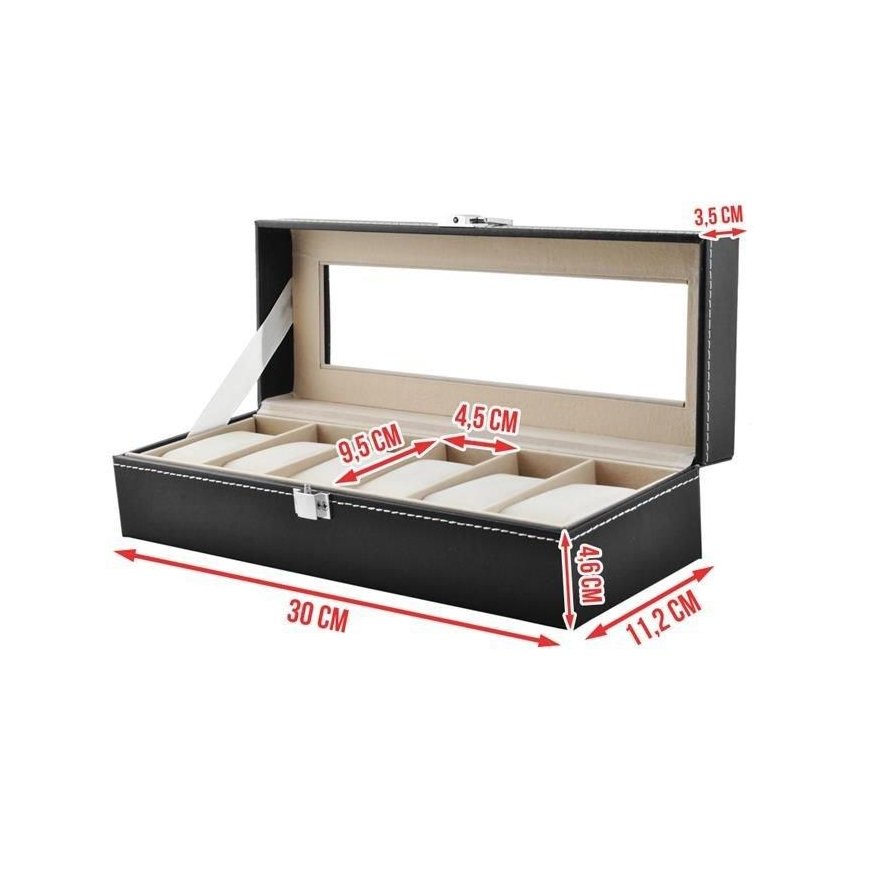 Iso Trade Jewelry box • 6 watches or jewelry • 6 compartments with removable inserts • inner lining with soft material • 30 x 11 – 2