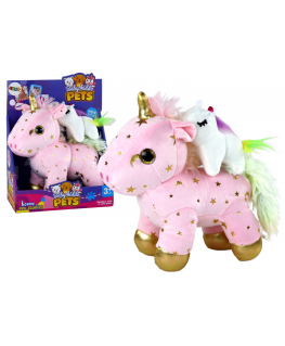 Lean Unicorn Plush Sleeping Animal Lullaby Pink with Stars Set
