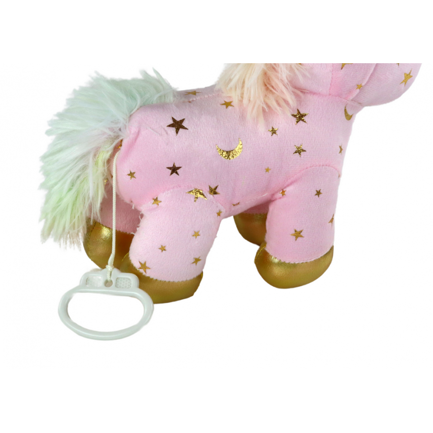 Lean Unicorn Plush Sleeping Animal Lullaby Pink with Stars Set – 4