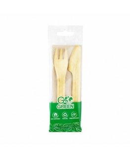 Compostable cutlery set (fork, knife, napkin) Go Green | 0,02kg
