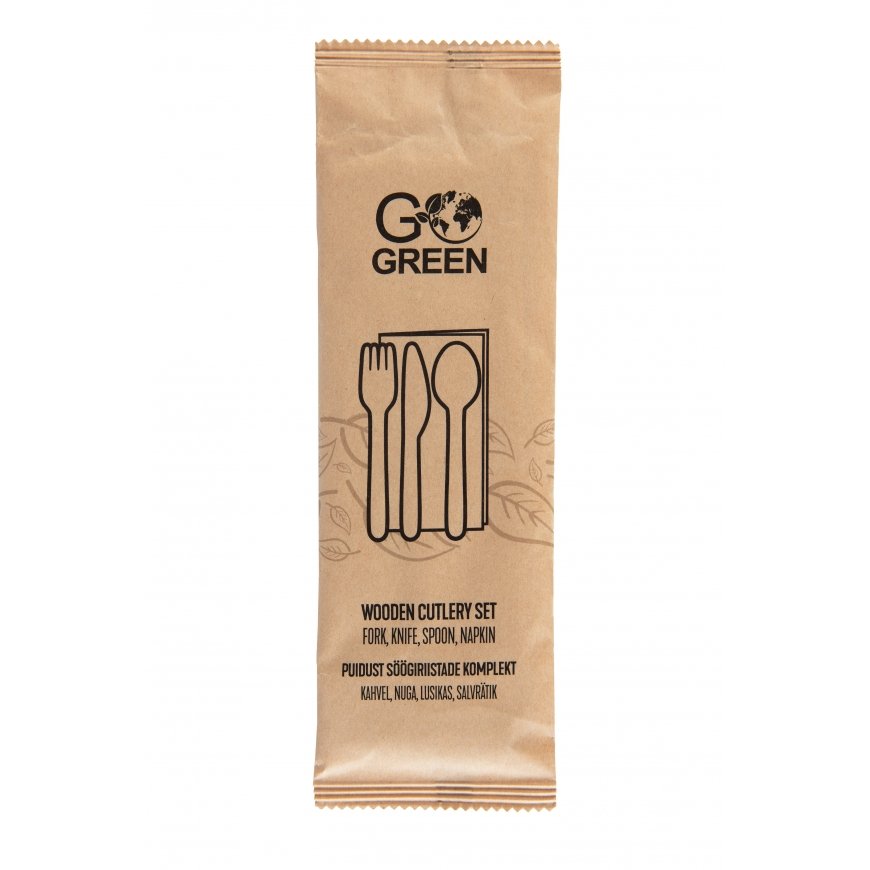 Compostable cutlery set (fork, knife, napkin) Go Green | 0,02kg – 2