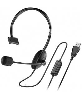 Genius HS-100U, headphones with microphone, volume control, black, 2.0, Head-mounted, USB