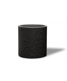 Keter Round Planter Rattan Style - Size M - 36 cm Diameter Anthracite Cylinder Flower Pot Indoor Outdoor Weatherproof