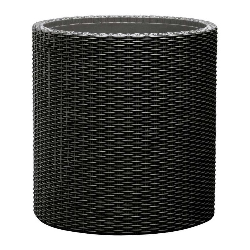 Keter Round Planter Rattan Style - Size M - 36 cm Diameter Anthracite Cylinder Flower Pot Indoor Outdoor Weatherproof – 2