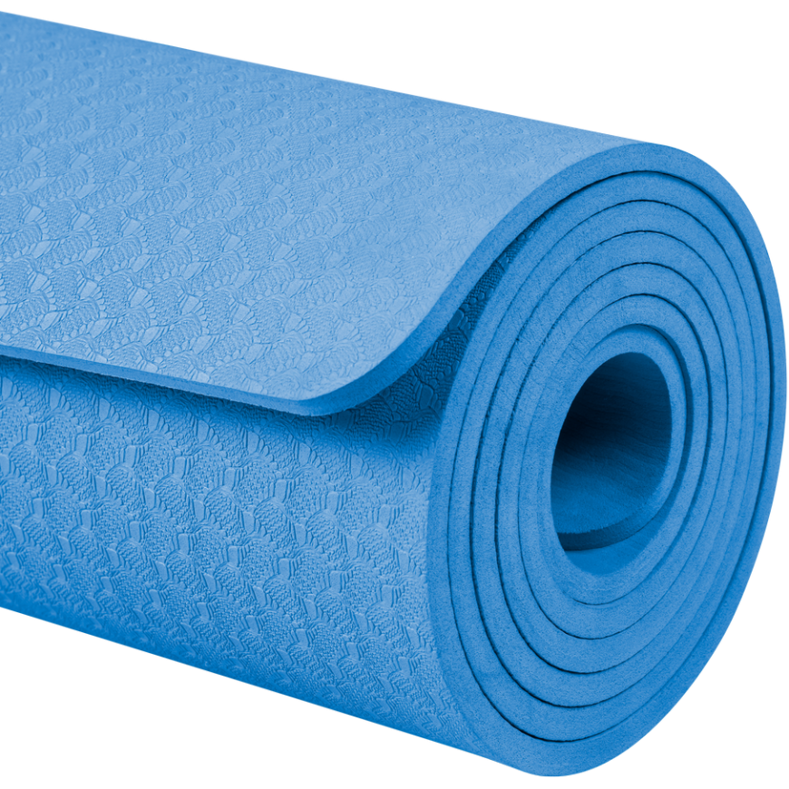 Gimnastikos kilimėlis jogai, pilatesui, fitnesui, 183x61cm, storis 6mm, medžiaga TPE, mėlyna, REBEL ACTIVE – 2