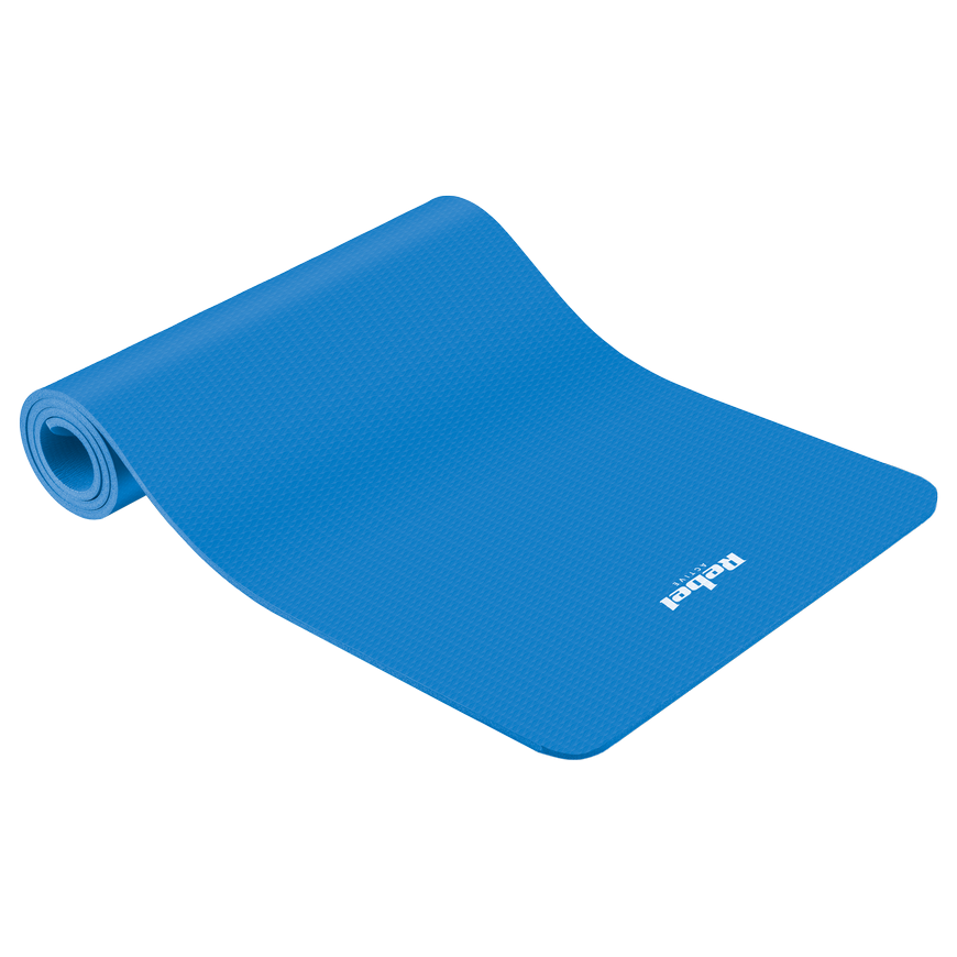 Gimnastikos kilimėlis jogai, pilatesui, fitnesui, 183x61cm, storis 6mm, medžiaga TPE, mėlyna, REBEL ACTIVE – 5