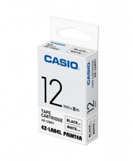 Casio XR-12WE1 etikettien kirjoitusnauha Musta valkoisella