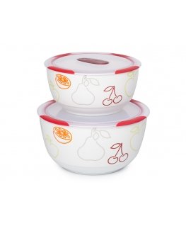 OURSSON BS4781RC/DC pusdienbļoda Bļodu komplekts 3 L Apaļš Keramikas Cherry (fruit), Balts 2 pcs