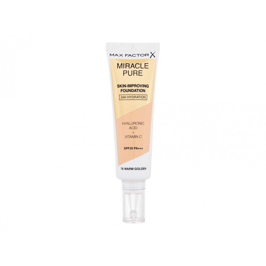 "Max Factor Miracle Pure" odą puoselėjantis makiažo pagrindas su 24 valandų drėkinamuoju poveikiu Spf30 76-Warm Golden 30ml