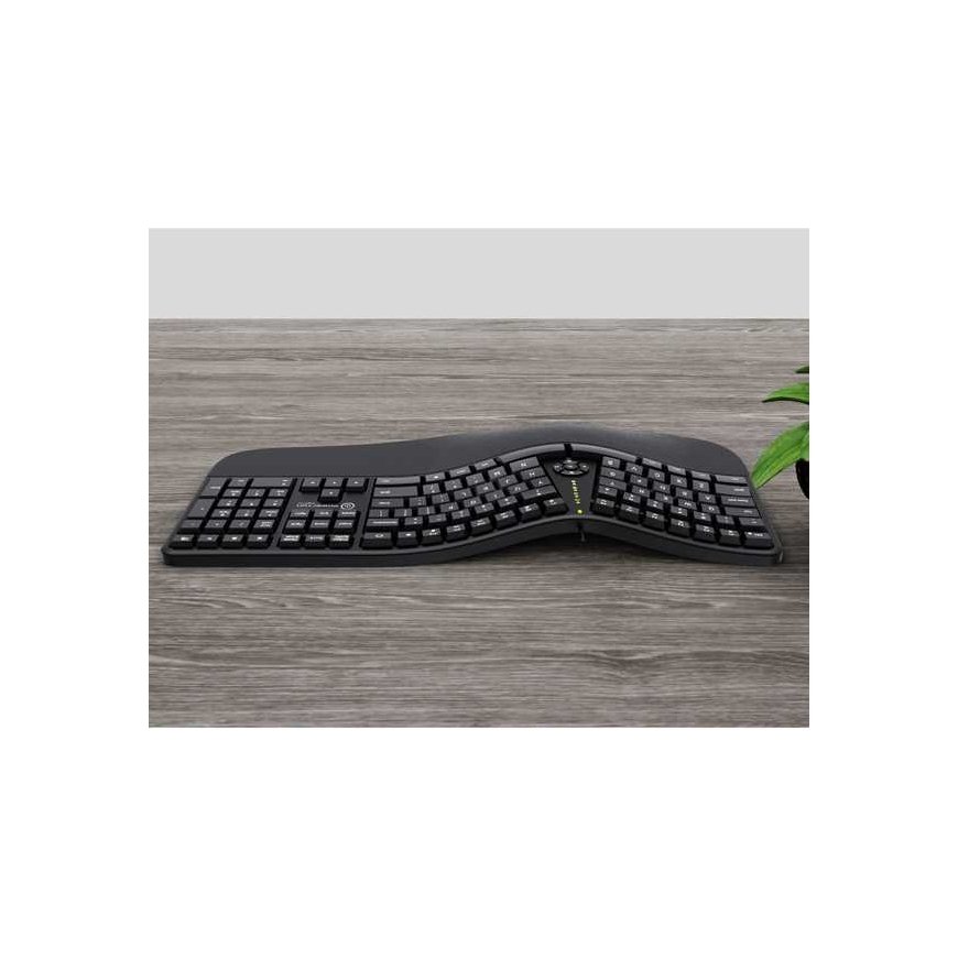 Powerton LANA, Klaviatūra ergonomiczna US, su laidu (USB), juoda – 5