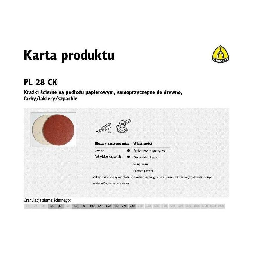 KLINGSPOR SELF-ADHESIVE ABRASIVE DISC 125mm PL28CK gr.120 / 50pcs. – 4