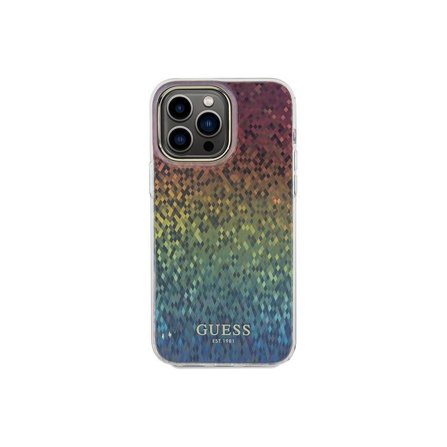 Originalus priekinio skydelio dėklas GUESS GUHCP13XHDECMI, skirtas iPhone 13 Pro Max (IML briaunotas veidrodis / diskoteka vaivo – 3