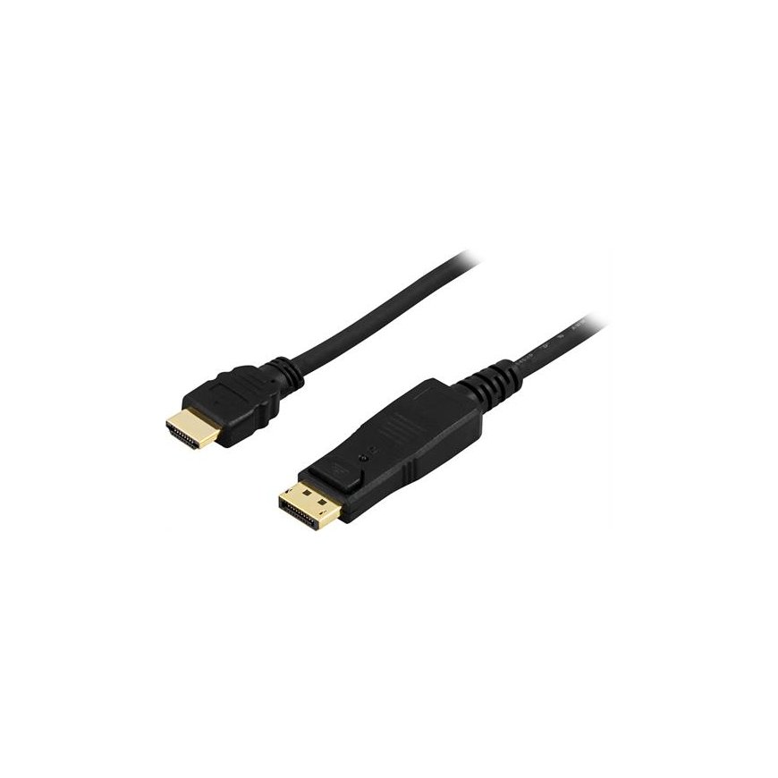 Deltaco DP-3020 videokaapeli-adapteri 2 m DisplayPort HDMI-tyyppi A (vakio) Musta