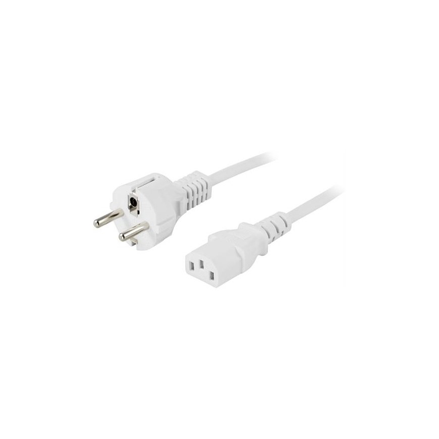 Deltaco DEL-109MV elektrības kabelis Balts 2 m CEE7/7 IEC C13