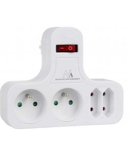 Maclean Power Socket, Quad with Breaker, Stabilization Leg, Type E, 2x2.5A, 2x16A, MCE224