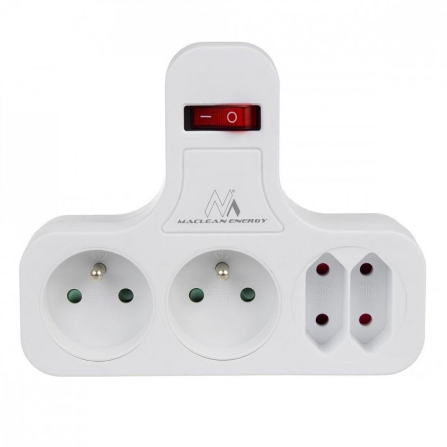 Maclean Power Socket, Quad with Breaker, Stabilization Leg, Type E, 2x2.5A, 2x16A, MCE224 – 2