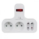 Maclean Power Socket, Quad with Breaker, Stabilization Leg, Type E, 2x2.5A, 2x16A, MCE224 Maclean Power Socket, Quad with Breaker, Stabilization Leg, Type E, 2x2.5A, 2x16A, MCE224