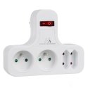 Maclean Power Socket, Quad with Breaker, Stabilization Leg, Type E, 2x2.5A, 2x16A, MCE224 Maclean Power Socket, Quad with Breaker, Stabilization Leg, Type E, 2x2.5A, 2x16A, MCE224