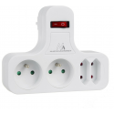 Maclean Power Socket, Quad with Breaker, Stabilization Leg, Type E, 2x2.5A, 2x16A, MCE224 Maclean Power Socket, Quad with Breaker, Stabilization Leg, Type E, 2x2.5A, 2x16A, MCE224