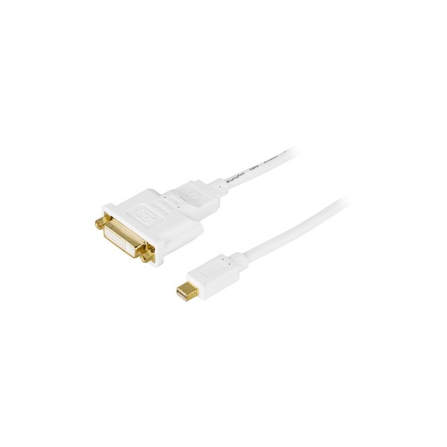 Deltaco DP-DVI100 видео кабель адаптер Mini DisplayPort DVI-I Белый