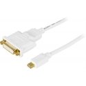 Deltaco DP-DVI100 video kabeļu aksesuārs Mini DisplayPort DVI-I Balts