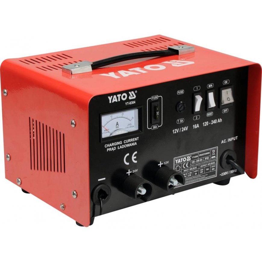 Yato YT-8304 Ajoneuvon akkulaturi 12 - 24 V Musta, Oranssi