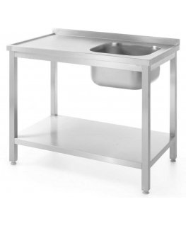 Table, steel table top for boat with one sink and shelf 100x60cm RIGHT - Hendi 811870