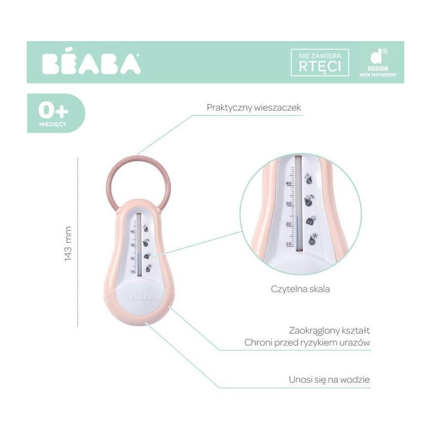BEABA BATH THERMOMETER, OLD Pink – 3