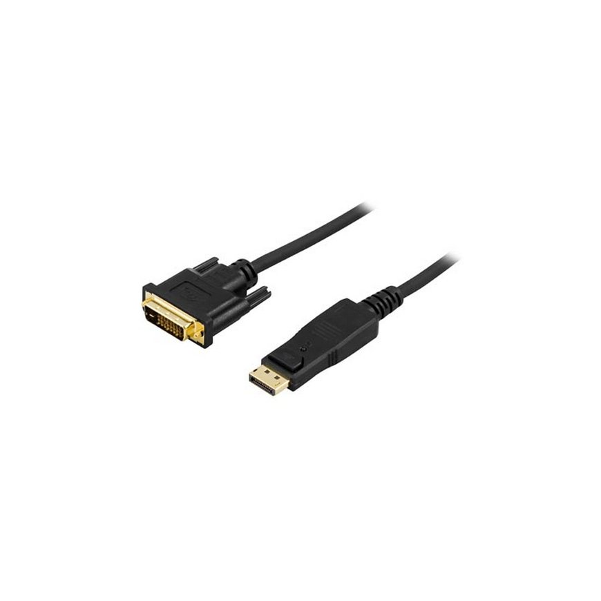 Deltaco DP-2030 järjestikkaabel Must 3 m 20-pin ha DL DVI-D