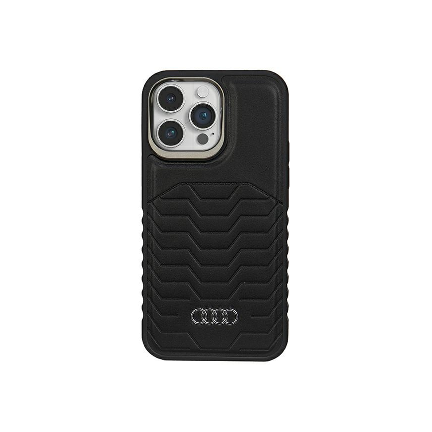 Dėklas Audi Synthetic Leather MagSafe iPhone 14 Pro 6.1" juoda/juodas hardcase AU-TPUPCMIP14P-GT/D3-BK – 2