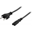 Deltaco DEL-109A-50 elektrības kabelis Melns 0,5 m CEE7/16 C7 uzmava