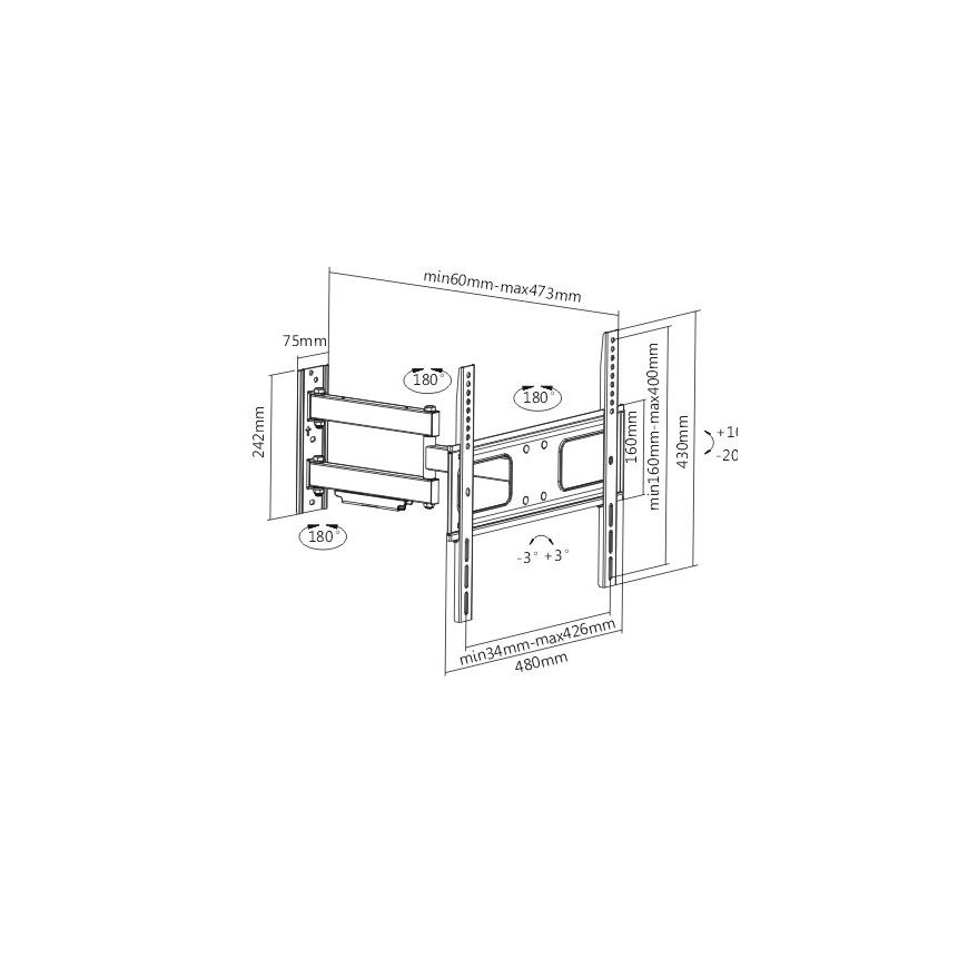 SUNNE 23-42-EAX2 TV mount 139.7 cm (55") Black – 2