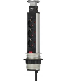 Brennenstuhl 1396200003 удлинитель 2 m 3 розетка(и) Алюминий, Черный