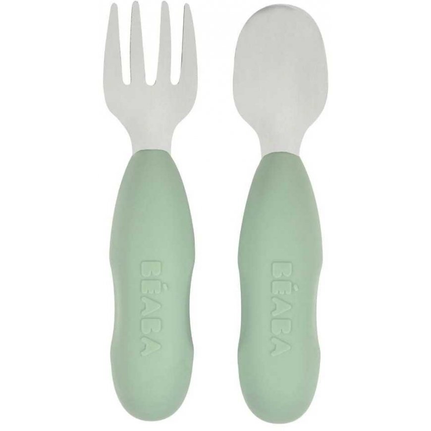 BEABA 2 PCS. STAINLESS STEEL TABLE TOOL SET +10 MONTHS, SAGE Green – 2