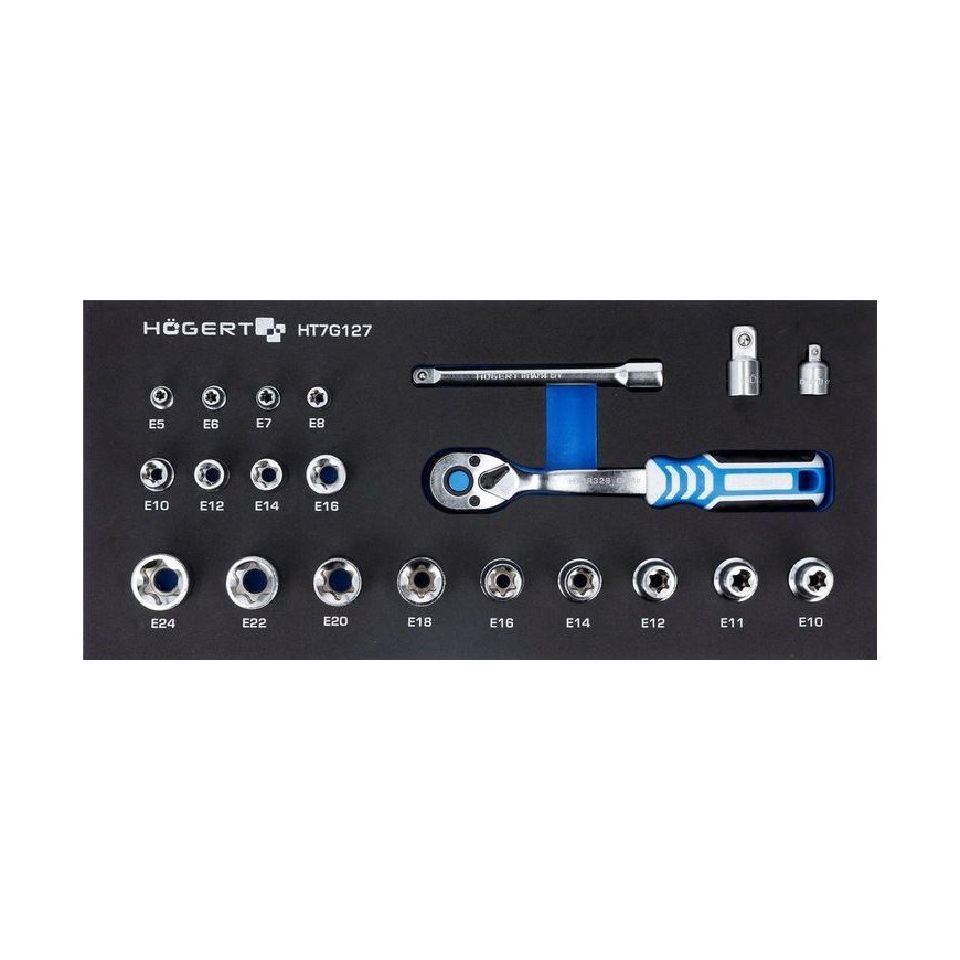 Įrankių komplektas Hogert HT7G127 3/8'' 22 vnt.