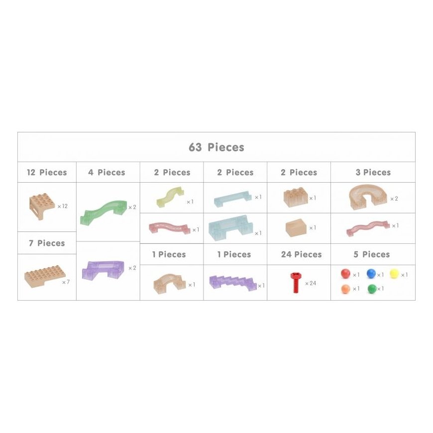MASTERKIDZ Ball Rail Construction Set for STEM Board 63 pcs. – 2