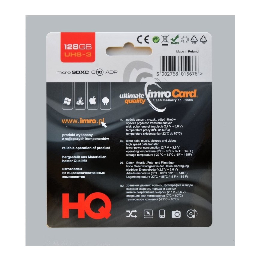 IMRO MICROSDXC 10/128GB UHS-3 ADP Memory card Class 10 – 3