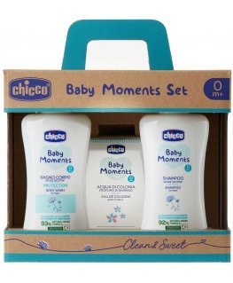 Chicco Baby Moments set płyn do kąpie 200ml + szampon 200ml + woda toaletowa 100ml
