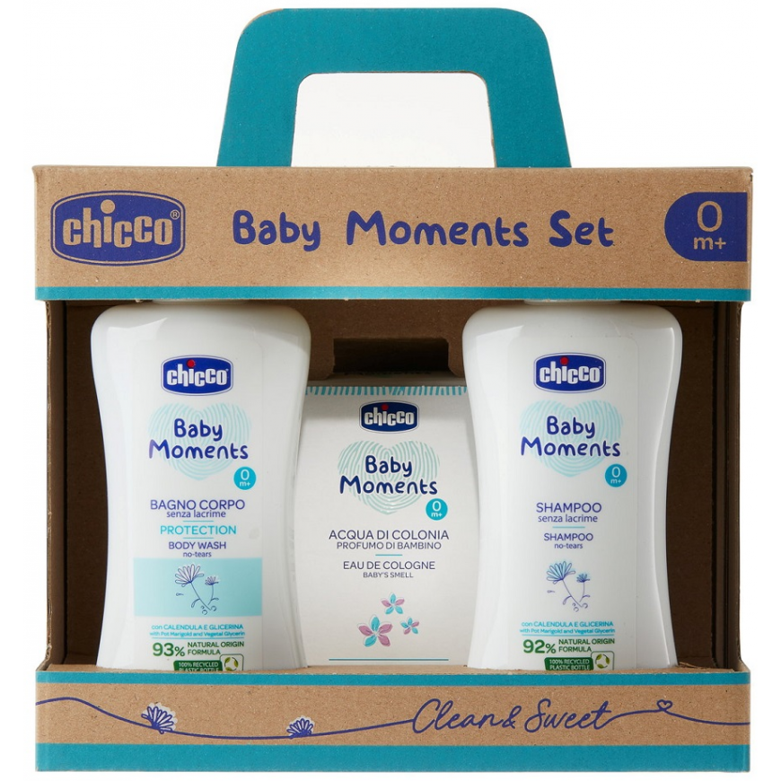 Chicco Baby Moments set płyn do kąpie 200ml + szampon 200ml + woda toaletowa 100ml – 2
