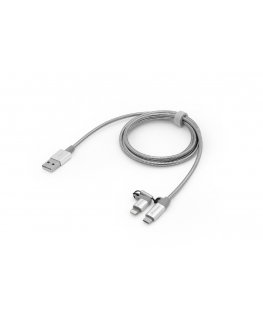 Verbatim 48869 USB kabelis 1 m USB A Micro-USB B/Lightning Alumīnijs, Pelēks