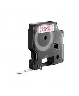 DYMO D1 Standard - Red on White - 9mm marķēšanas lenta Sarkans uz balta