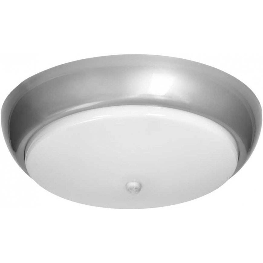 Orno KOKO LED lamp with PIR motion sensor, 12W, 3000K, 1100lm, silver-polypropylene, matte cover-polycarbonate, IP44, IK10 – 2
