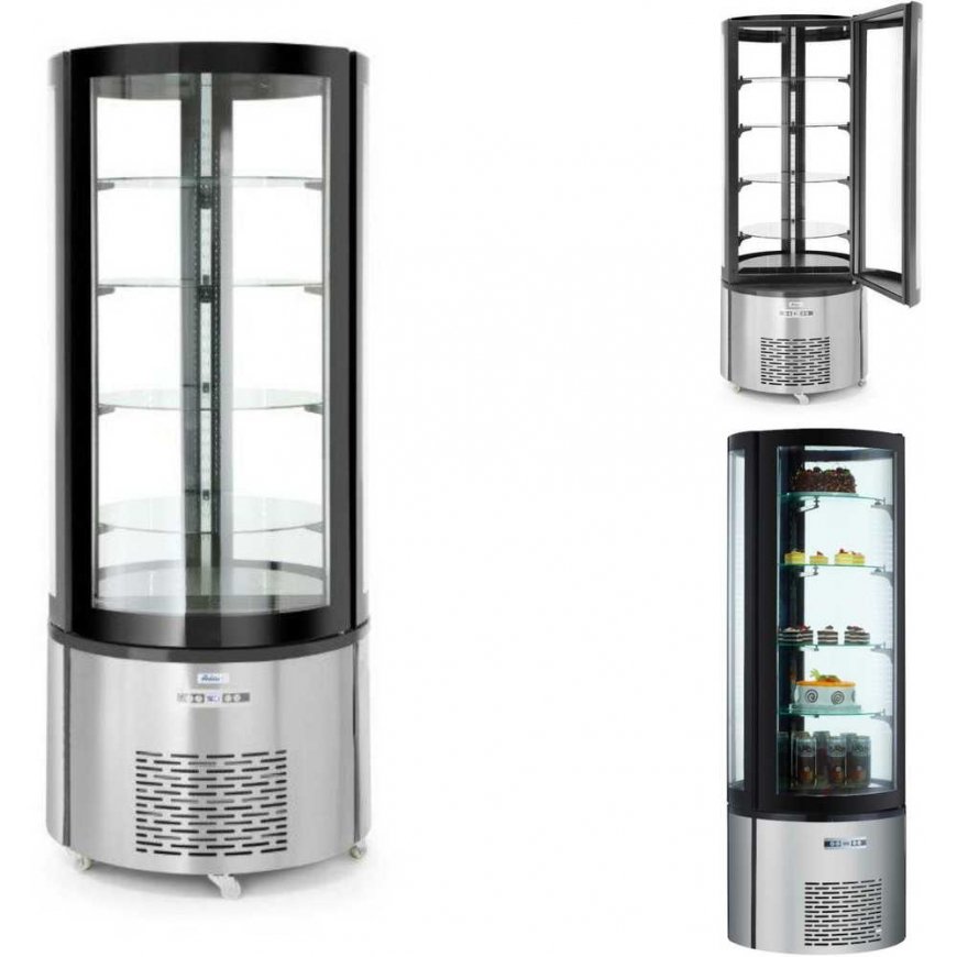 Šaldytuvas Arktic Apvali konditerinė šaldymo vitrina su 4 LED lentynomis, 360L