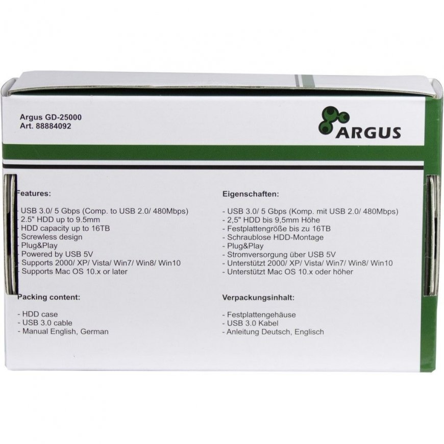 Inter-Tech GD-25000 HDD korpusas Permatomas 2.5" – 4